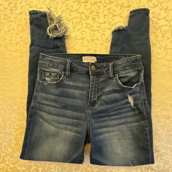 Cello Distressed High Rise Skinny Jeans With Ankle Zippers - Picture 10 of 16